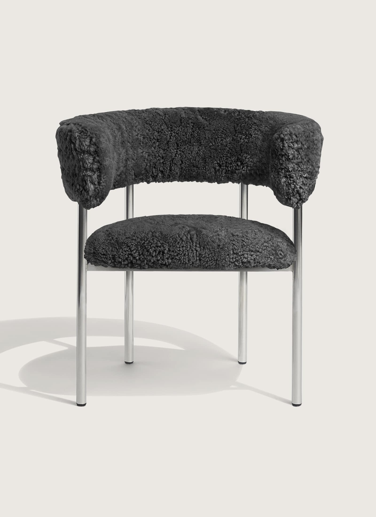 FONT dining armchair grey sheepskin