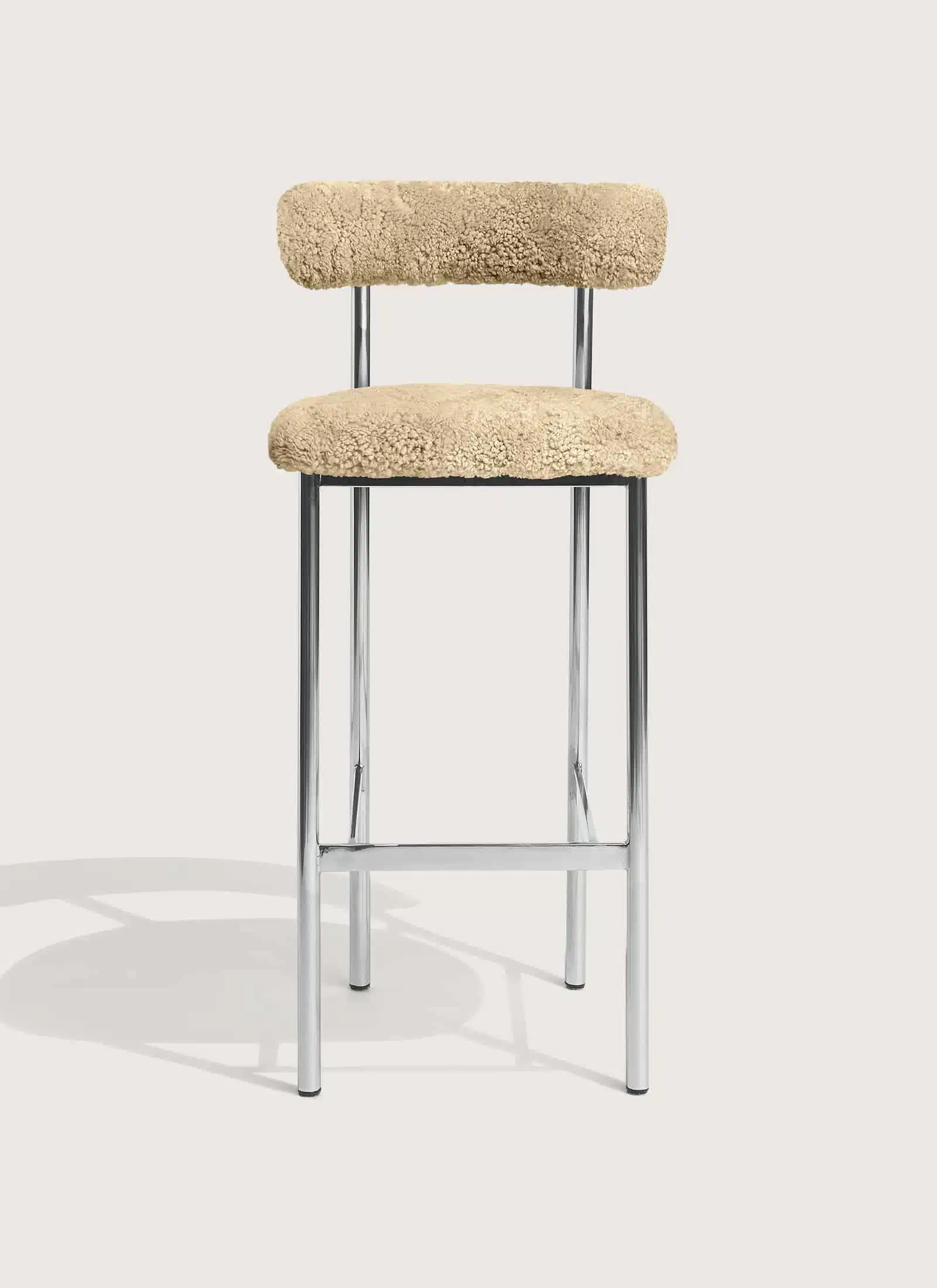Font_bar_stool_ sheepskin_honey_mirror_polished_steel